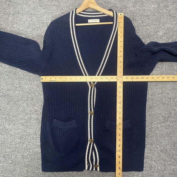 Lucky Brand Textured Varsity Knit Long Sleeves Button-up Cardigan Blue Size XS - Picture 5 of 5